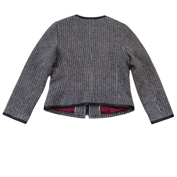 Banana Republic Black Tweed Faux Leather Trim Jacket Women’s 12 Old Money Preppy - Picture 4 of 14